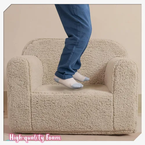 Miniatura 6 de MOMCAYWEX Silla de sherpa suave y cómoda para niños, silla de espuma para niños y niñas, color gris claro