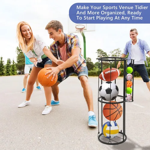 Miniatura 6 de Estante de almacenamiento para pelotas de garaje, soporte de pared para pelotas pequeñas, soporte vertical para baloncesto, fútbol, voleibol