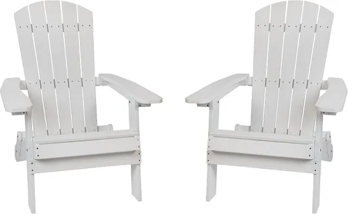 Miniatura 24 de Flash Furniture Charlestown – Silla plegable Adirondack de poliresina para interiores o exteriores, resistente a la intemperie, color negro