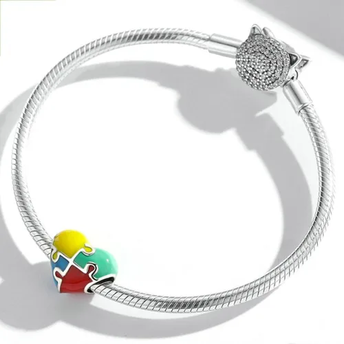 Miniatura 4 de Abalorio de plata de ley 925 con diseño de corazón y piedra natal familiar con dije de corazón para pulsera Pandora