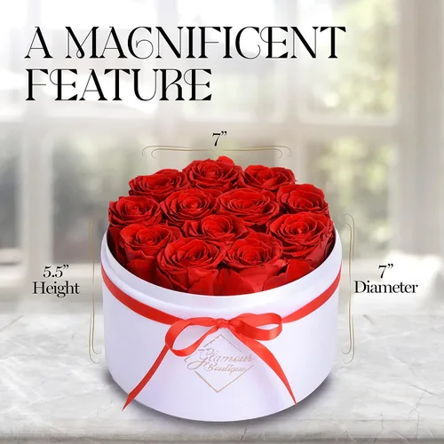 Miniatura 9 de GLAMOUR BOUTIQUE Flowers Forever - Caja de regalo, 12 rosas preservadas reales en caja blanca de terciopelo, regalo floral para esposa, mamá o ella
