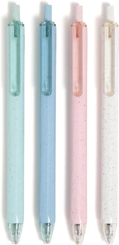 Bolígrafos de gel U Brands U-Eco reciclados, juego de 4, con motas en tonos pastel, punta media (0.7 mm), tinta negra