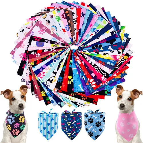 Miniatura 14 de PET SHOW 50 Pack Bandanas Navideñas para Perros Grandes XL Lavables Feliz Año Nuevo Bandanas en Triángulo a Granel Baberos para Perros Medianos