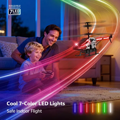Miniatura 2 de Helicóptero RC de juguete para niños, helicóptero de control remoto de 2.4 GHz 3.5 canales con retención de altitud, despegue y aterrizaje con una