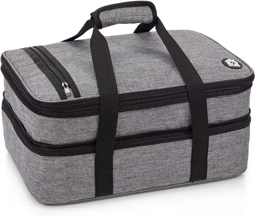 VP Home Transportador de Cazuela Grande – Bolsa aislada de doble compartimento para alimentos calientes o fríos – Transportador de cupcakes – Bolsa