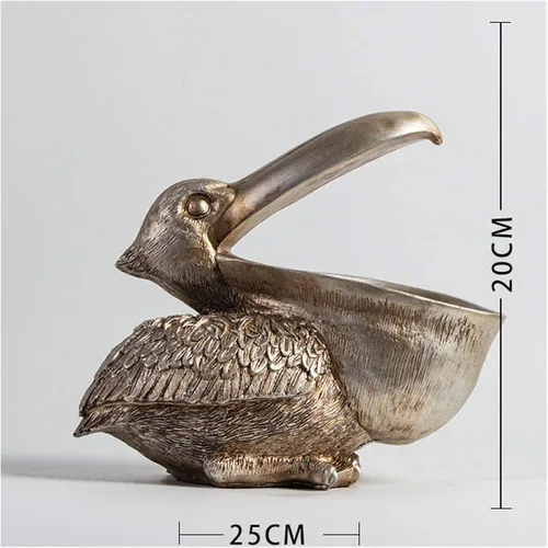 Miniatura 4 de LQX Estatua de almacenamiento de llaves de escritorio, escultura de almacenamiento de resina, estatua de decoración de pelícano modelo A 25 20c
