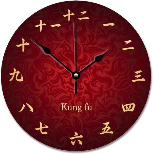Miniatura 10 de Reloj de pared con números Kanji vintage, estilo rústico, elegante, de madera, 10 silenciosos, sin tictac, de cuarzo, funciona con pilas, para sala