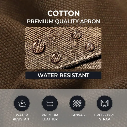 Miniatura 5 de Delantal de chef carrotez, de lona de algodón con espalda cruzada ajustable, M-XXL Marrón capuchino