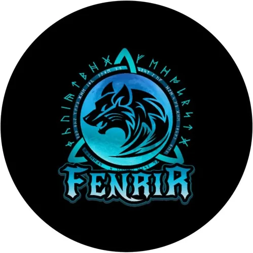 Miniatura 3 de Fenrir Loki's Son, lobo vikingo, luna azul con runas nórdicas PopSockets intercambiable PopGrip