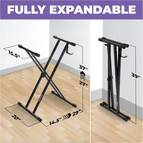 Miniatura 2 de Liquid Stands Soporte para teclado de piano, estilo X, ajustable y portátil, resistente para niños y adultos, se adapta a pianos eléctricos de 54