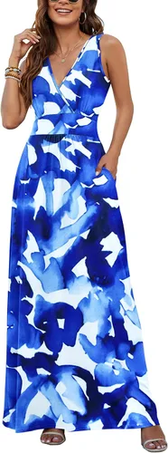 Miniatura 2 de AUSELILY Vestido largo de verano para mujer, sin mangas, holgado, casual, con bolsillos