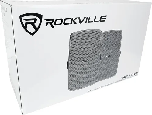 Miniatura 10 de Rockville WET-6525B Par de altavoces de pared de 6.5 pulgadas y 70 V, IPX55 impermeable, soporte giratorio de 4 vías, 40 W RMS, para restaurantes