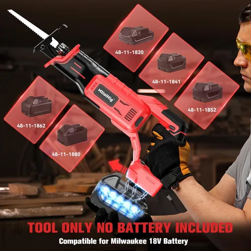 Miniatura 8 de MtiolHig Sierra recíproca inalámbrica para Milwaukee 18V Batería: 3200 SPM Sawzall sin escobillas, 3 velocidades variables, longitud de carrera