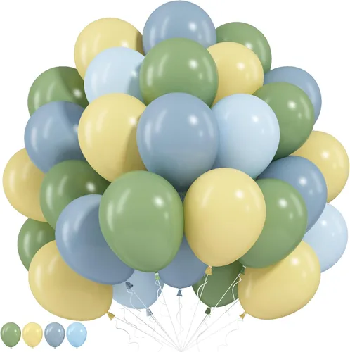 Miniatura 22 de Globos azules y naranjas, globos azul marino verde azulado de 12 pulgadas con globo plateado metálico para niños y niñas, cumpleaños, Acción