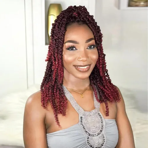 Miniatura 27 de Cabello Passion Twist de 12 pulgadas, 8 paquetes, cabello de ganchillo pretrenzado para mujeres negras, cabello rizado de ganchillo preenlazado, 1b#