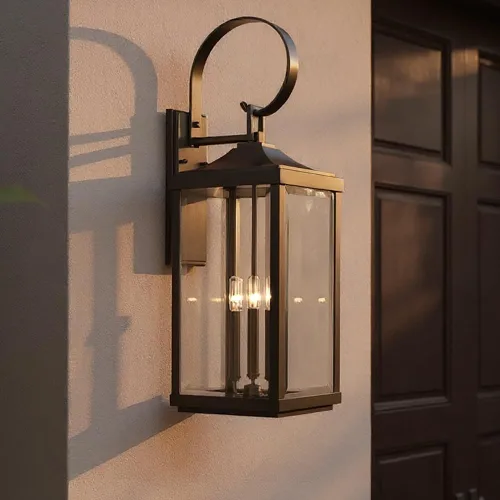 Miniatura 11 de Urban Ambiance Lámpara de pared colonial de lujo para exteriores, tamaño mediano: 21-3/4 "x 7", con elementos de estilo granja, acabado de bronce
