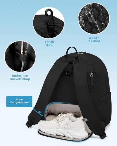 Miniatura 5 de Mochila de tenis Sucipi, mochila de tenis acolchada con bandolera cruzada, bolsas para raquetas de tenis resistentes al agua para mujeres y hombres