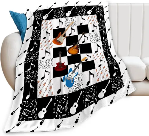 Miniatura 6 de Manta de guitarra, nota musical, guitarra, instrumentos musicales, manta de regalo para niños, niñas, niños, adultos, mujeres, hombres, súper suave