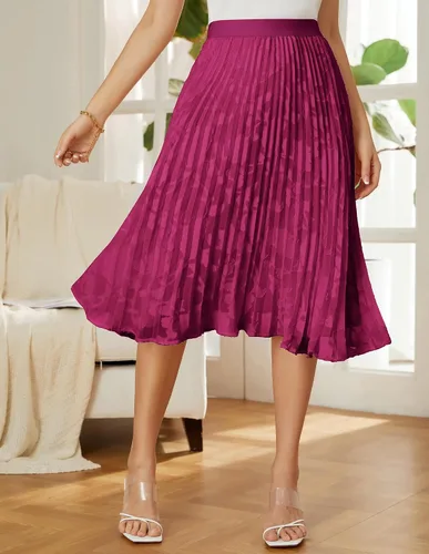 Miniatura 99 de GRACE KARIN - Falda plisada de gasa para mujer, con cintura alta y elástica, vuelo, corte acampanado y longitud por debajo de la rodilla
