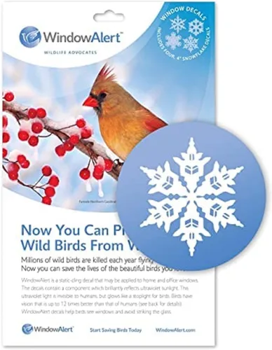 WindowAlert Cobertura Anticolisión de Copo de Nieve - Adhesivo de Ventana UV-Reflectante para Proteger a las Aves Silvestres de Colisiones contra el