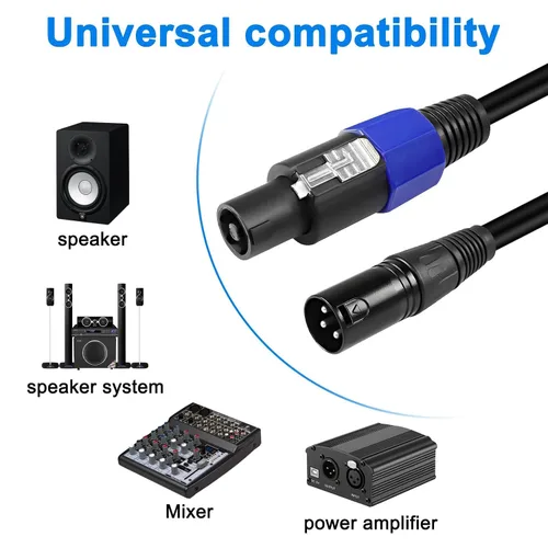 Miniatura 5 de XMSJSIY Speakon a XLR Cable Audio Jack Macho a XLR 3Pin Macho Micrófono Extensión de Micrófono Cable Extensor Cable de altavoz con bloqueo giratorio