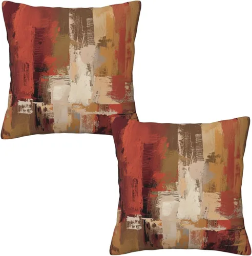 Miniatura 10 de Lcokin - Fundas de almohada decorativas con rayas rojas y negras abstractas, 16 x 16 pulgadas, juego de 2, funda cuadrada de cojín gris para sofá