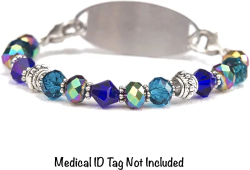Miniatura 3 de Pulsera elástica de alerta médica, pulsera de identificación médica de repuesto intercambiable, etiqueta de identificación no incluida, cristales