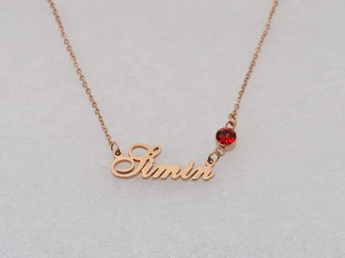 Miniatura 7 de LikeFun - Collar personalizado con nombre de placa de nacimiento para niñas, acero inoxidable, Rose gold