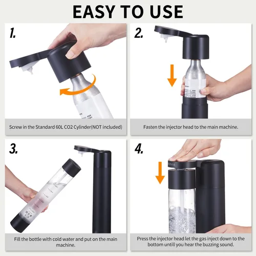 Miniatura 6 de Máquina de Agua con Gas Fabricante de Soda Dispensador de Bebidas para el Hogar, Fabricante de Soda Streaming con 2 Botellas sin BPA (1L)