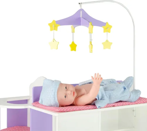 Miniatura 8 de Olivia's Little World Little Princess Baby Doll - Estación de cambio de muñecas de bebé de madera de dos lados con estantes de almacenamiento