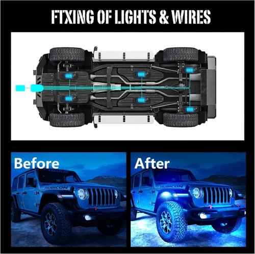 Miniatura 4 de SHINIGHT Luces LED de roca para camiones, kit de 6 cápsulas de luces para Jeep, kit de iluminación exterior con control de aplicación, modo