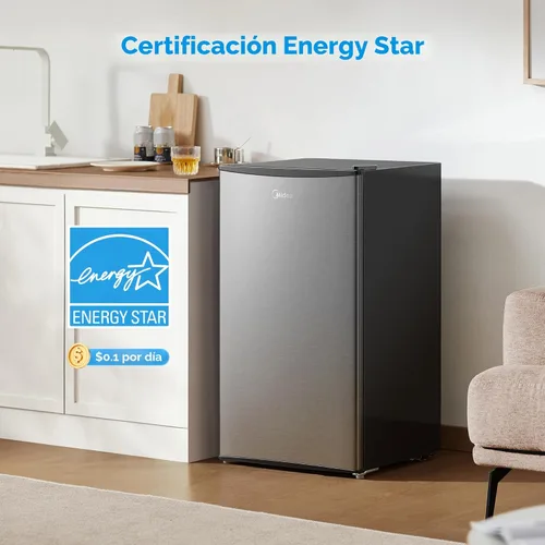 Miniatura 5 de Midea MERM33S1AST - Mini nevera compacta de 3.3 pies cúbicos con luz interna, termostato ajustable, puerta reversible, bajo ruido para dormitorio