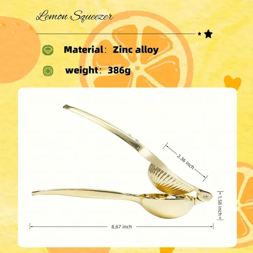 Miniatura 7 de Exprimidor manual de limón de aleación de zinc resistente, exprimidor manual de cítricos, ranura roscada de alto rendimiento, exprimidor de limas