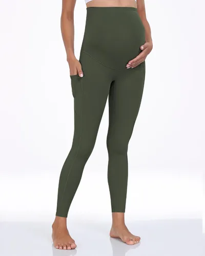Miniatura 29 de WHOUARE Leggings de maternidad sobre el vientre con bolsillos para mujer, cintura alta, entrenamiento, pantalones de yoga