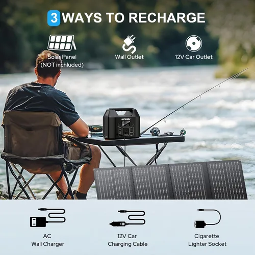 Miniatura 5 de Estación de energía portátil SinKeu de 122.8 Wh, generador solar de batería LiFePO4 para uso doméstico, banco de energía de 150 W con salida de CA