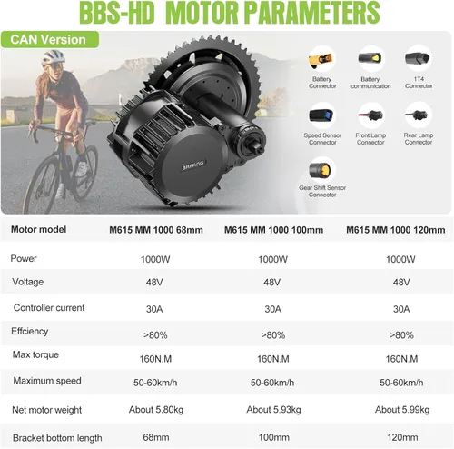 Miniatura 4 de Velocímetro Bafang BBSHD, BBS02B, eléctrico, para motor de bicicleta, 1,000 vatios, 750 vatios, 500 vatios, kit de conversión para bicicleta
