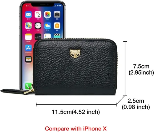 Miniatura 3 de FOXLOVER Mini tarjetero de crédito RFID para mujer, cartera pequeña de cuero para tarjetas, Negro, talla única , Moda