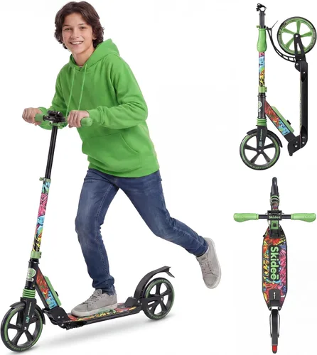 Miniatura 11 de SKIDEE Patinete para Adultos y Adolescentes, Altura Ajustable, Plegable, Ruedas Grandes, Ligero, Duradero, Suspensión Anti-Golpes, Hasta 220 Libras