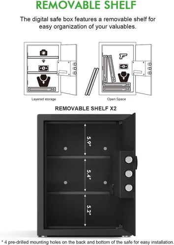 Miniatura 6 de Caja fuerte pequeña para el hogar, caja fuerte digital de lujo con teclado electrónico de 1.7 pies cúbicos, caja fuerte de seguridad para oficina