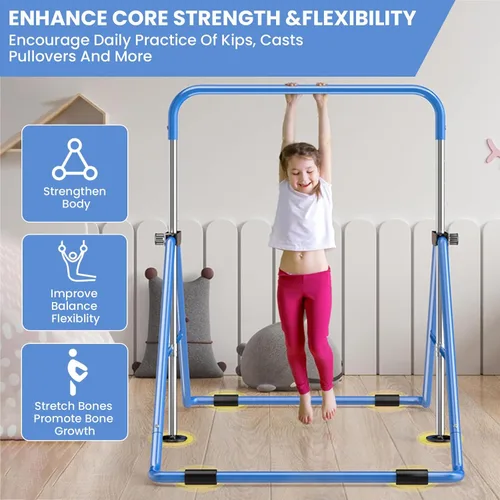 Miniatura 6 de Gymanstics - Barras para el hogar con anillos para niños y niñas, juego de regalo de entrenamiento de gimnasia, barra de entrenamiento plegable