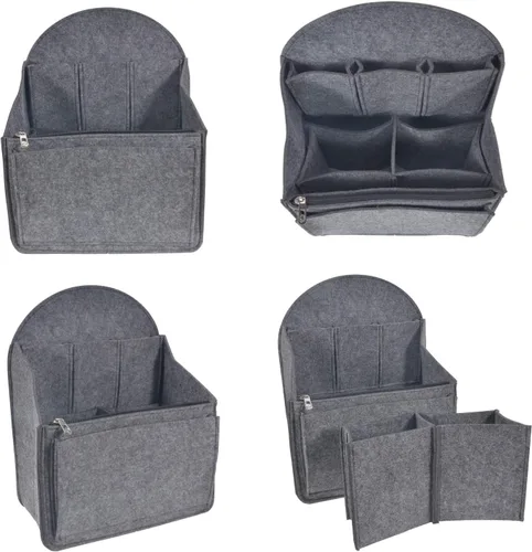 Miniatura 3 de Organizador de mochila de fieltro, organizador de bolso para hombres y mujeres, mochila de mano (gris, grande)