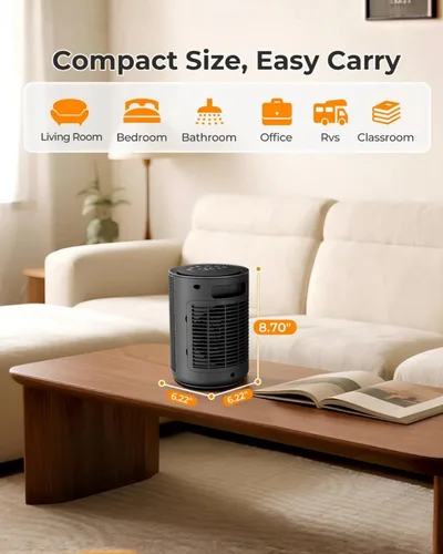 Miniatura 8 de ZAFRO Calentadores de Espacio Pequeño para uso en interiores, Ventilador de Calentadores Eléctricos Portátiles con termostato y control remoto