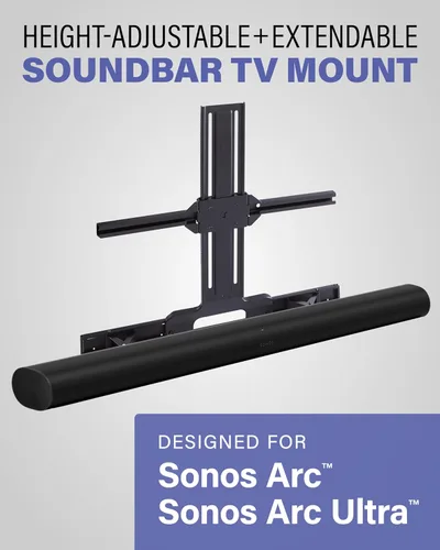 Miniatura 2 de SANUS Soporte de TV para barra de sonido Sonos Arc y Sonos Arc Ultra - Profundidad ajustable para Dolby Atmos - Soporte universal para televisores