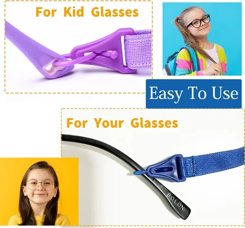 Miniatura 2 de OPUGIT Correa ajustable para lentes para niños, retenedor de gafas deportivas sin cola, banda duradera para gafas de sol para niños y niñas