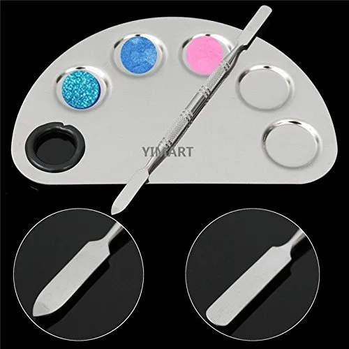 Miniatura 3 de Yimart® Espátula de mezcla cosmética de la paleta de los agujeros cinco de la paleta del maquillaje del acero inoxidable