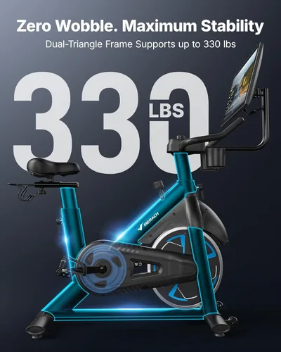 Miniatura 5 de Merach Bicicleta estática magnética con pantalla HD de 21.5 pulgadas y resistencia automática, bicicleta estacionaria de bajo ruido para el hogar