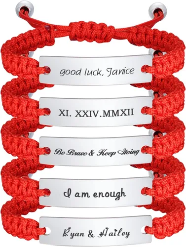 Miniatura 42 de MEALGUET Pulseras de ID Personalizadas para Parejas Grabado Personalizado Hecho a Mano Cuerda Trenzada Pulsera de Muñeca para Hombres Mujeres
