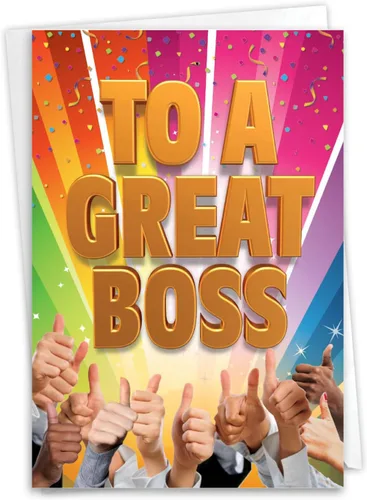 Miniatura 12 de NobleWorks - Tarjeta de felicitación del día del jefe con sobre - Apreciación del jefe, tarjeta de gratitud para gerente, trabajo - Feliz día