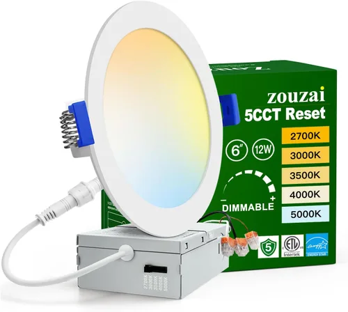 Miniatura 10 de zouzai Paquete de 1 lámpara de techo empotrable LED ultrafina de 4 pulgadas 5CCT con caja de conexiones, 2700K/3000K/3500K/4000K/5000K