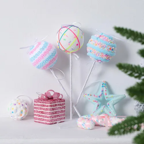 Miniatura 3 de LANGXUN 6 piezas Tierra de Dulces de Piruleta 2025 Navidad Cumpleaños Fiesta Boda Suministros Decoración, Adorno Colgante de Bastón de Caramelo
